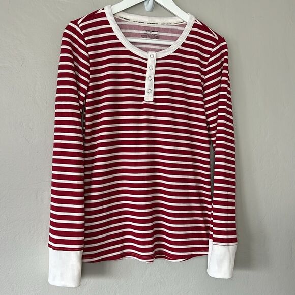 Lucky Brand Waffle Stretchy Red/White Stripe Pajama Set - Picture 4 of 11